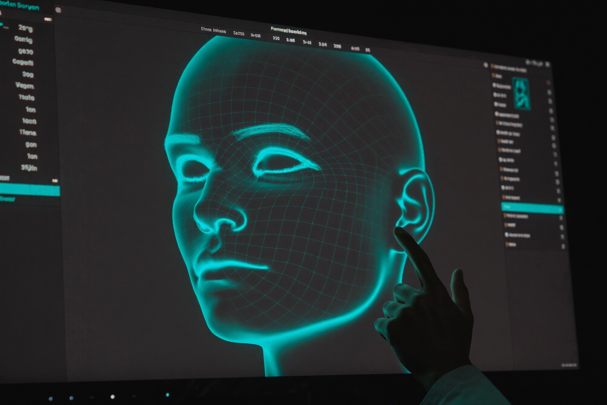 A 3D facial simulation used for surgical planning — a demonstration, not a real patient result
