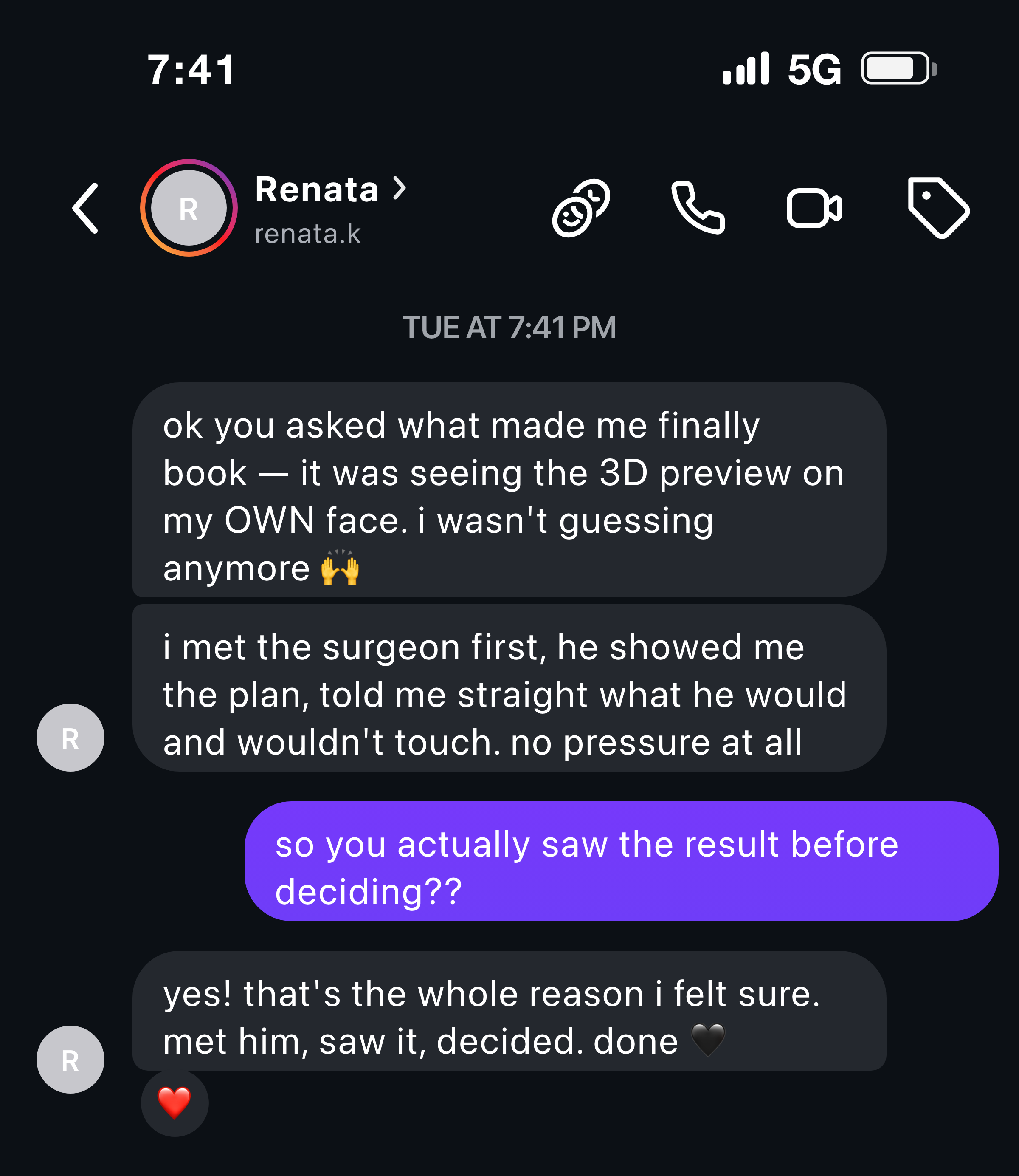 Patient review screenshot (demo)