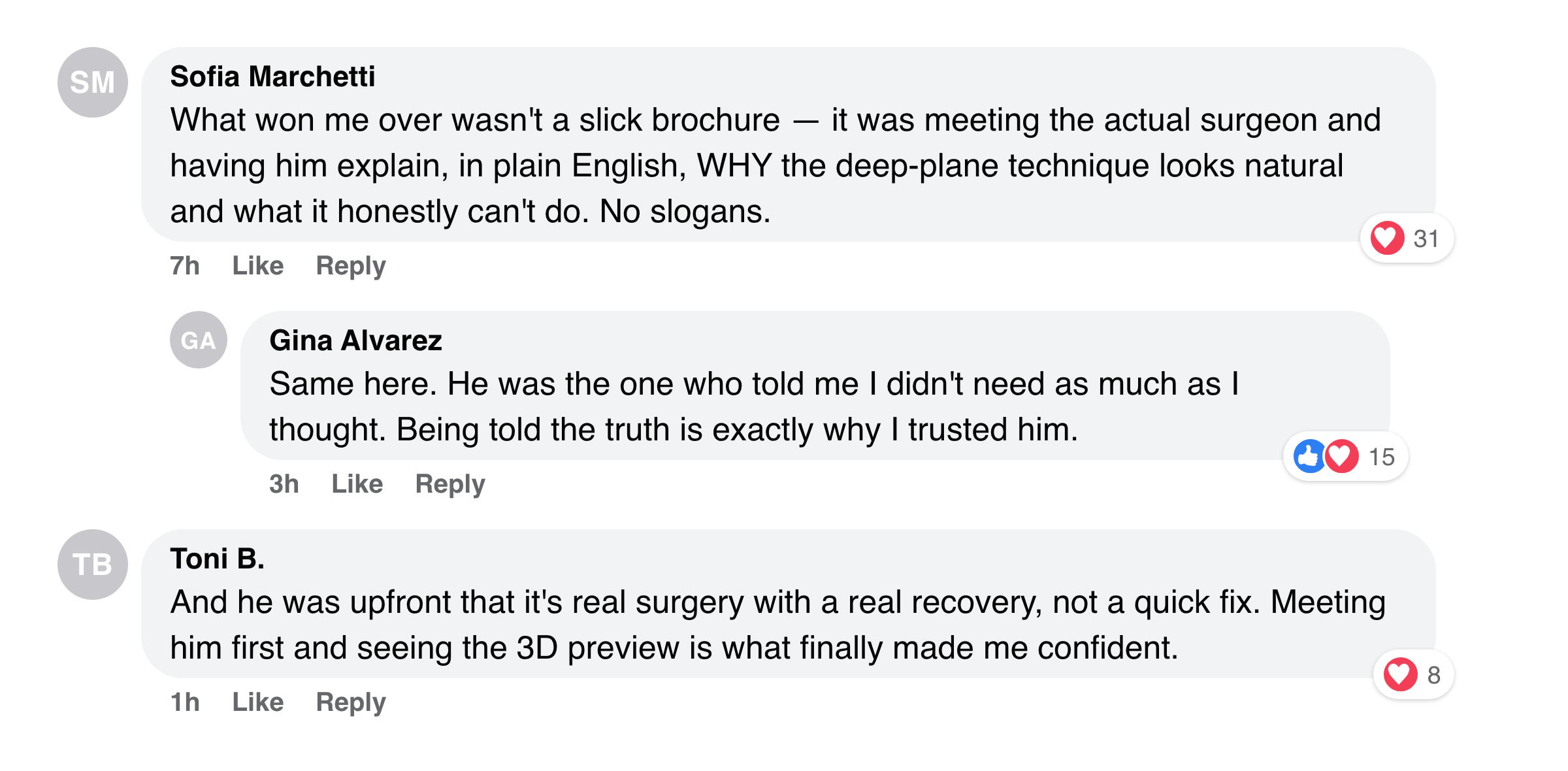 Patient review screenshot (demo)