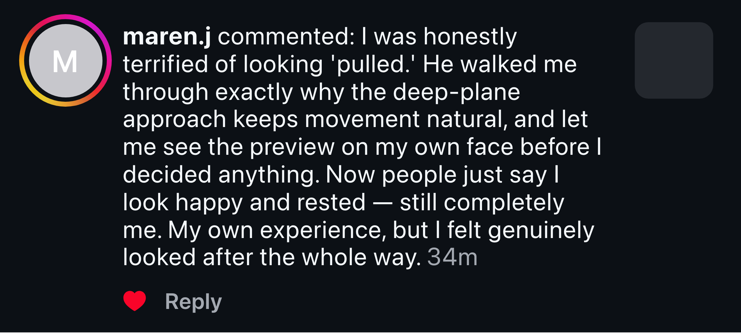 Patient review screenshot (demo)