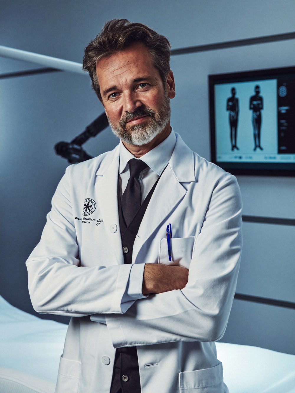 A board-certified facial-plastic surgeon in a modern consultation suite